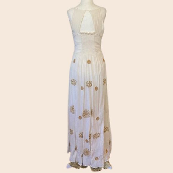Anthropologie Floreat Varanasi Cream Maxi Dress Size 4 - Picture 6 of 14